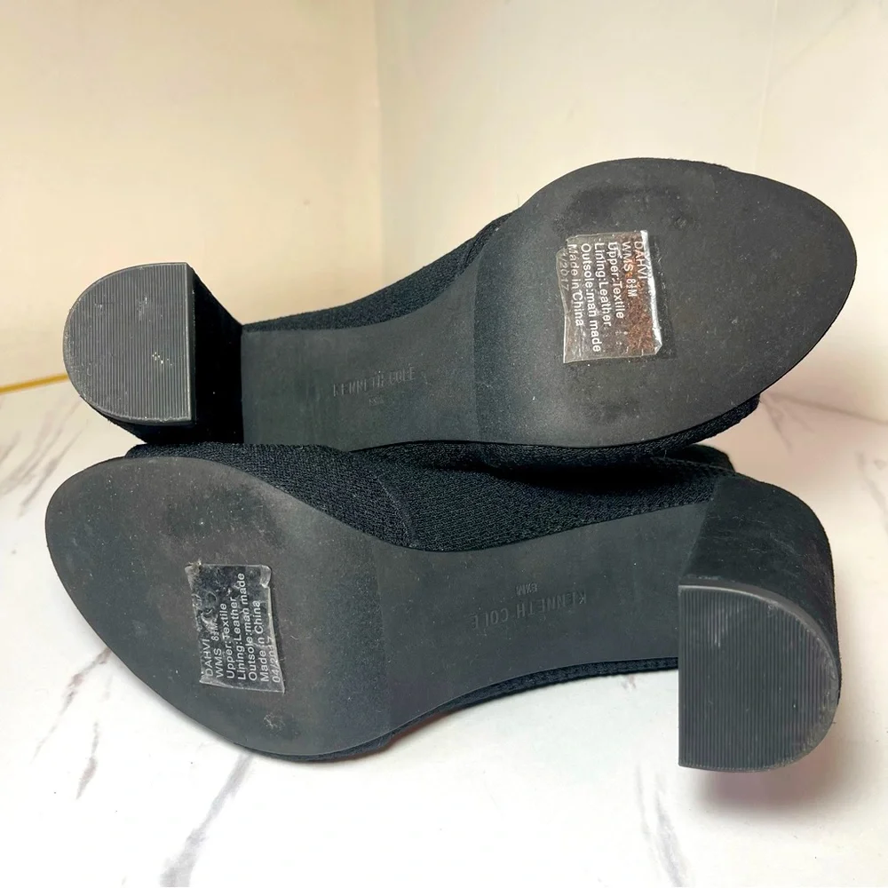 Kenneth Cole Open Toe Round Heel Black Ankle Party Cocktail Booties Sz 8.5 M